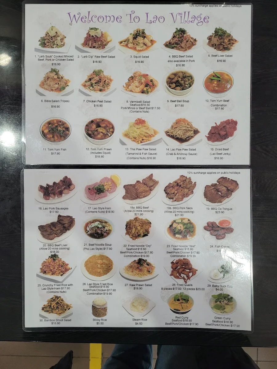 Menu, Lao Village