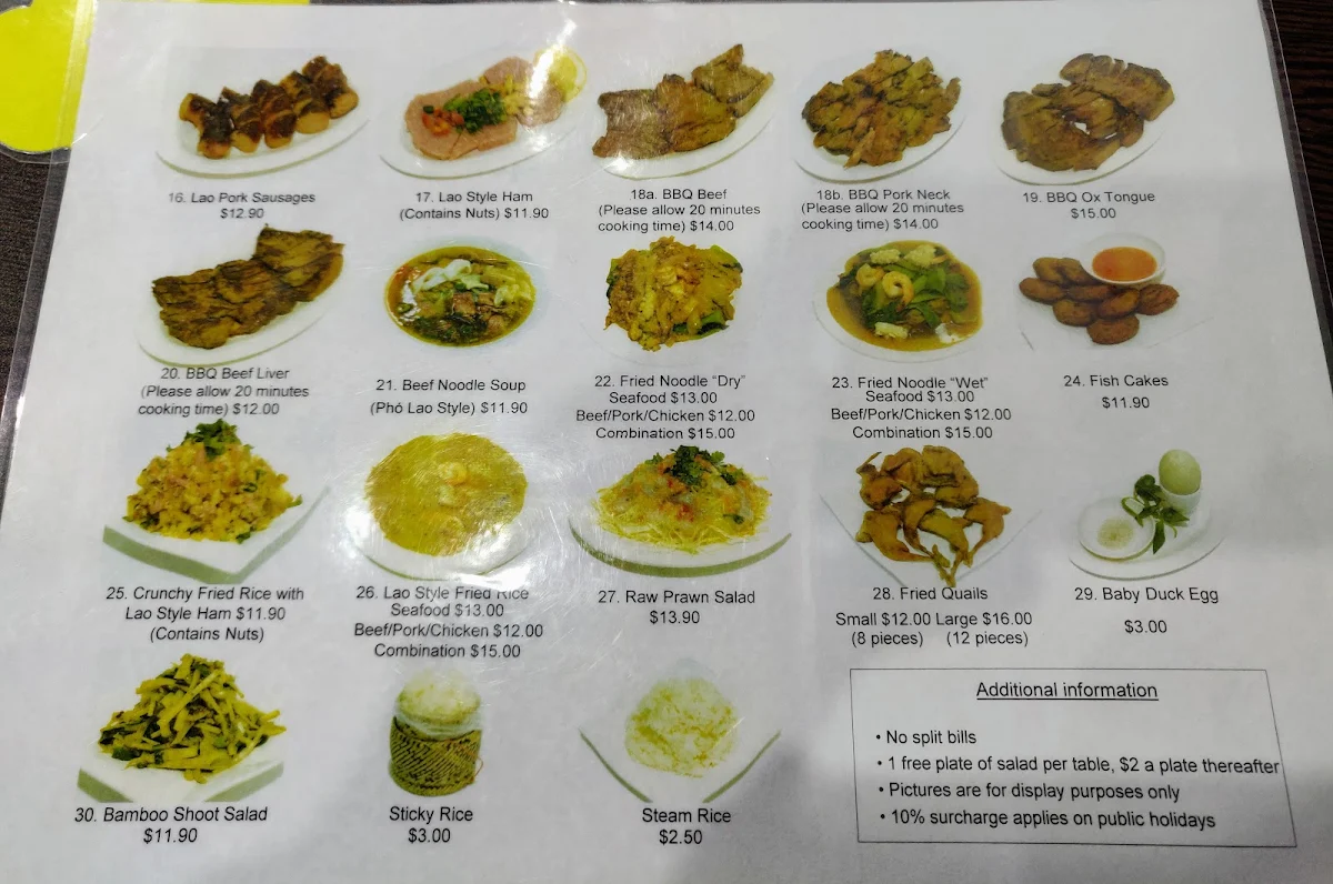 Menu, Lao Village