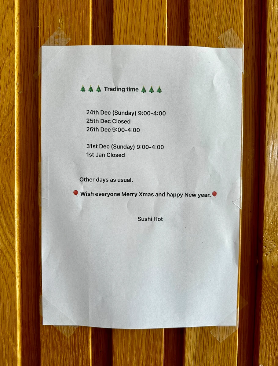 Menu, Sushi Hot