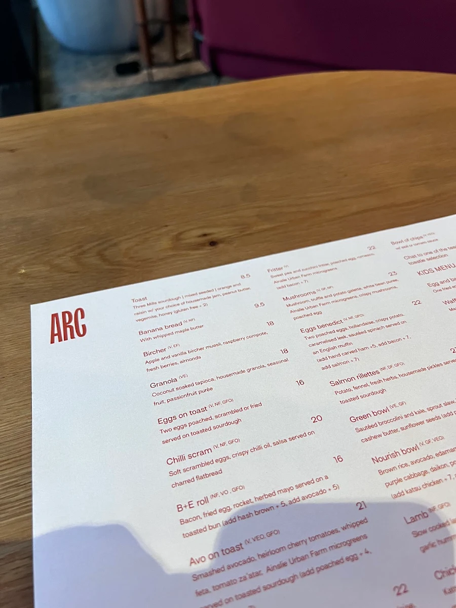 Menu, Redbrick Coffee City