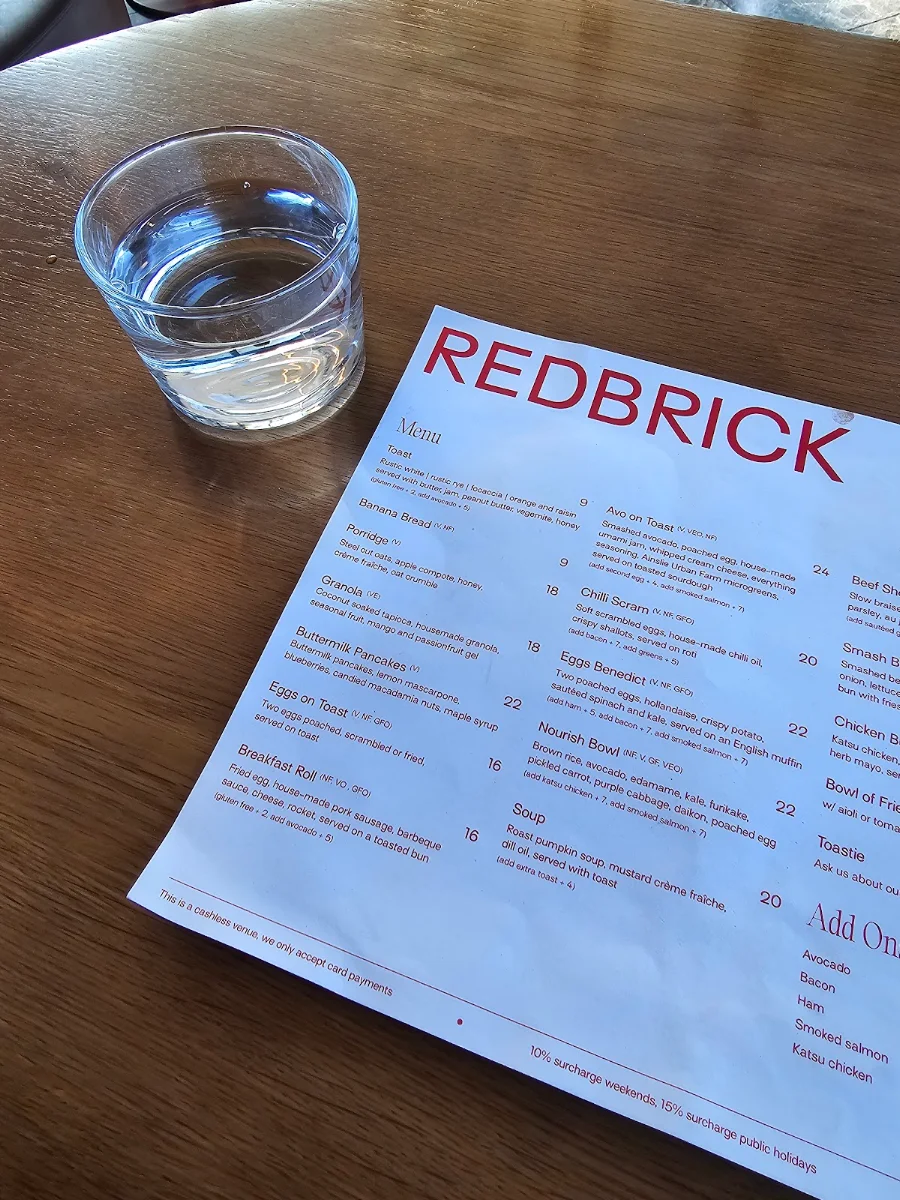 Menu, Redbrick Coffee City
