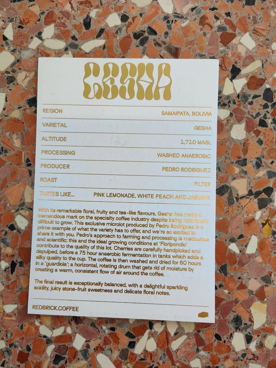 Menu, Redbrick Coffee City