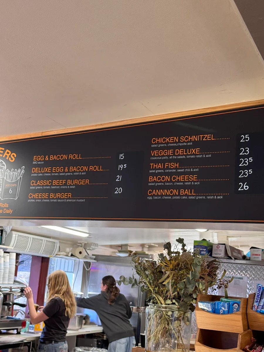 Menu, Avalanche Cafe