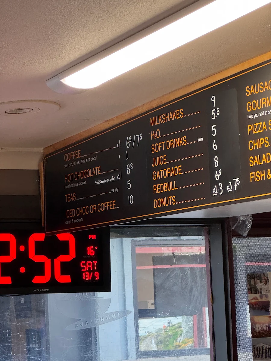 Menu, Avalanche Cafe