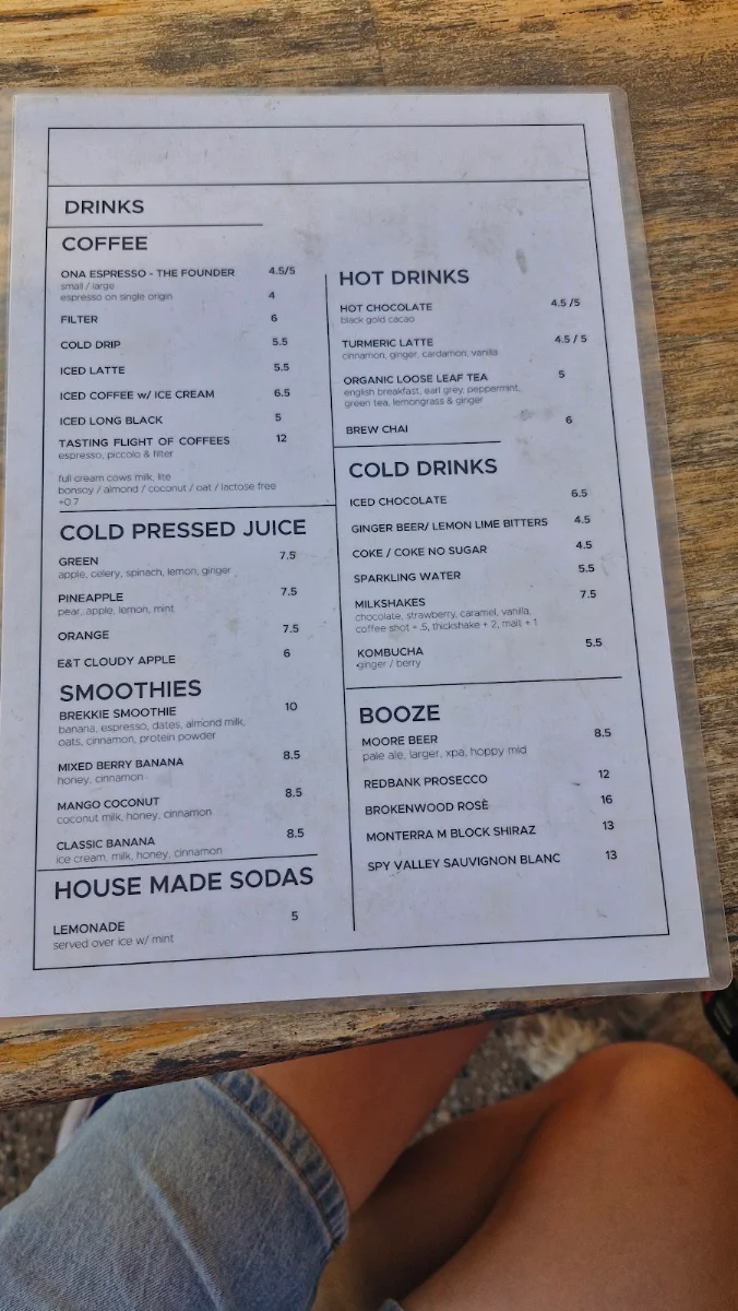 Menu, The Hill Cafe