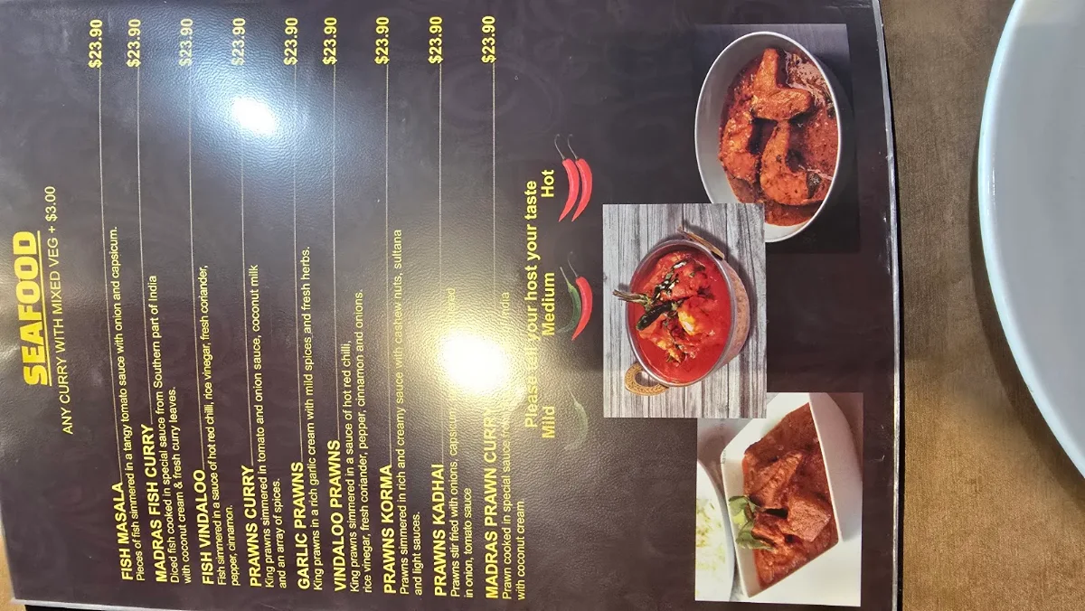 Menu, Aalishaan Indian Cuisine