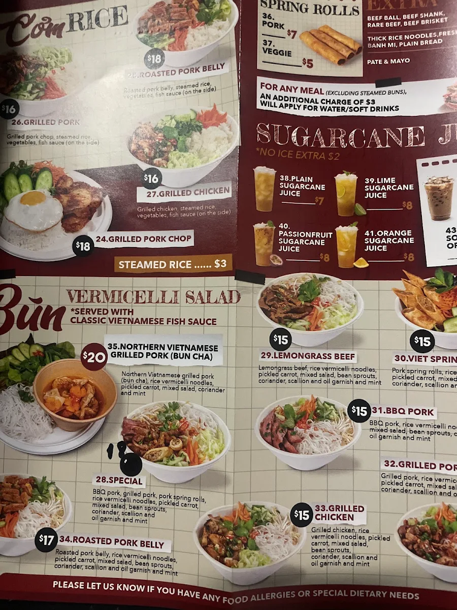 Menu, Viet Vibe - Chatswood Westfield