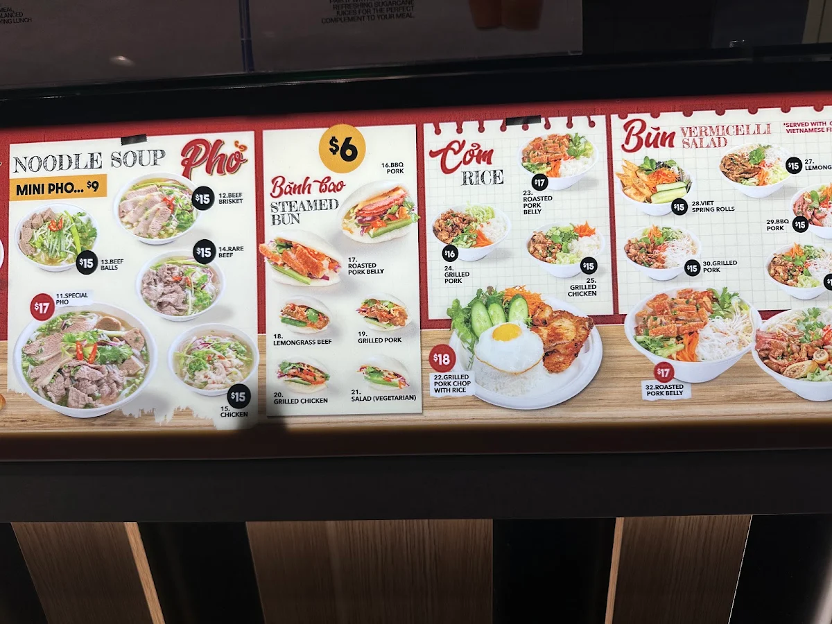Menu, Viet Vibe - Chatswood Westfield