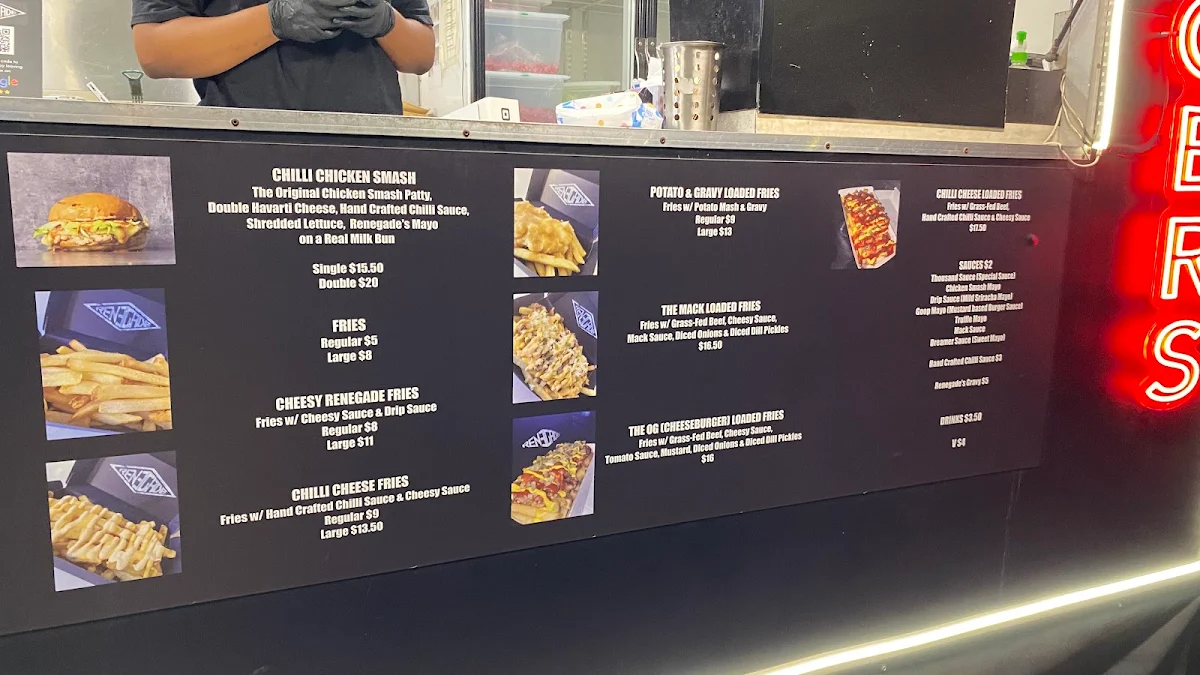 Menu, Renegade Burgers