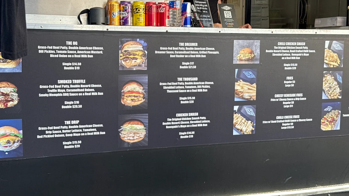 Menu, Renegade Burgers