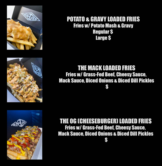 Menu, Renegade Burgers