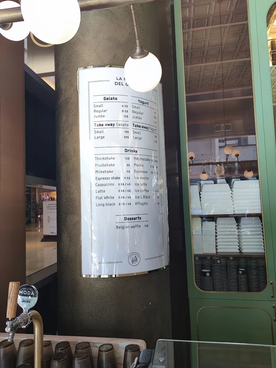 Menu, Anita Gelato Bondi Junction