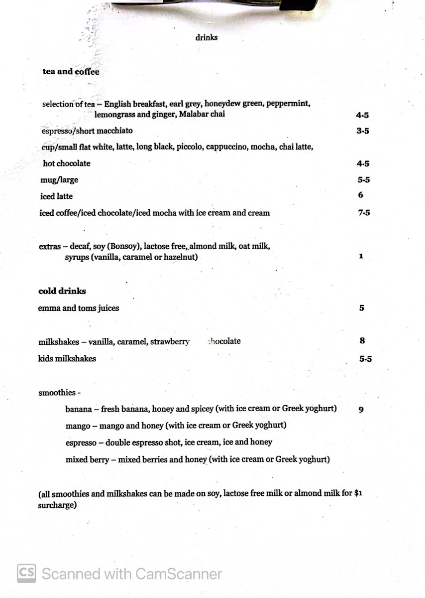 Menu, Little Corner Cafe Wooloowin
