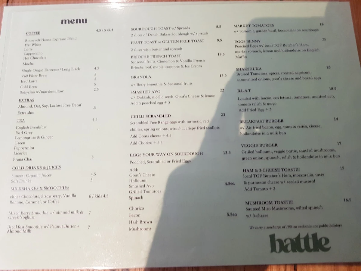Menu, Battle