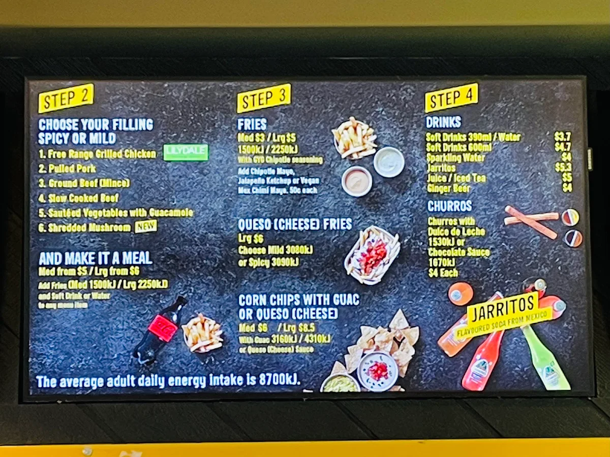 Menu, Guzman y Gomez - St Ives