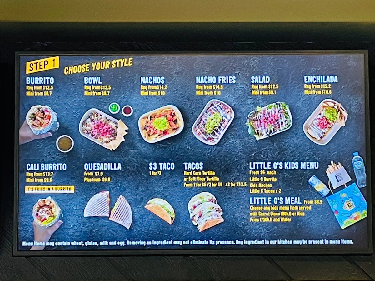 Menu, Guzman y Gomez - St Ives