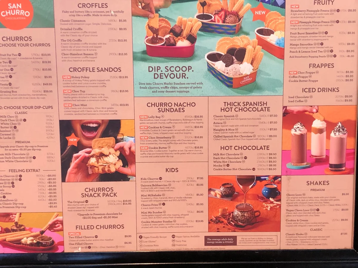 Menu, San Churro Macarthur Square