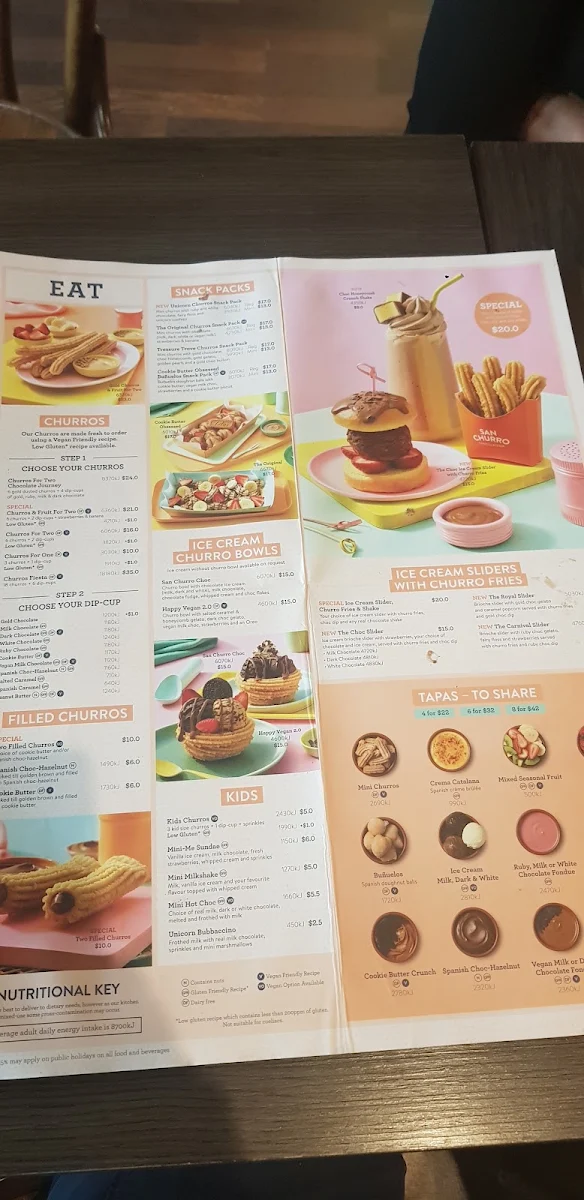 Menu, San Churro Macarthur Square
