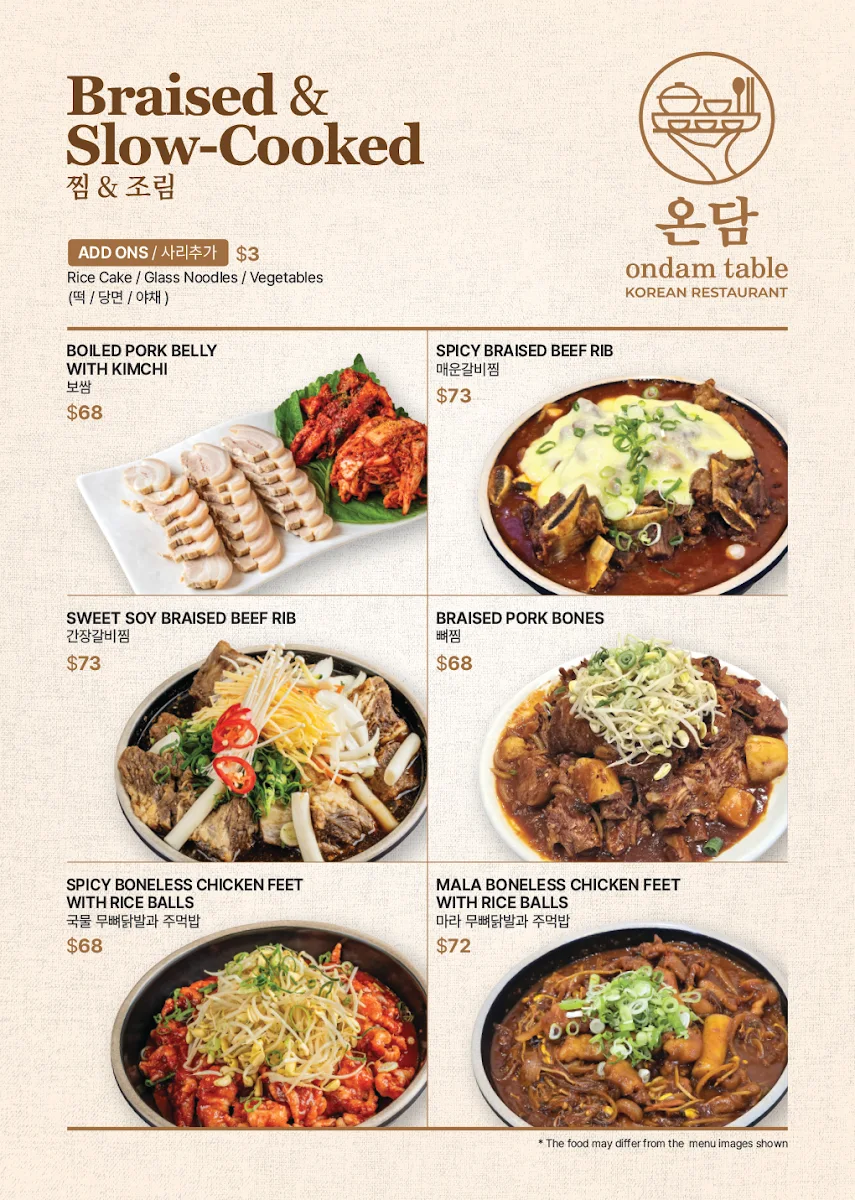 Menu, Ondam table