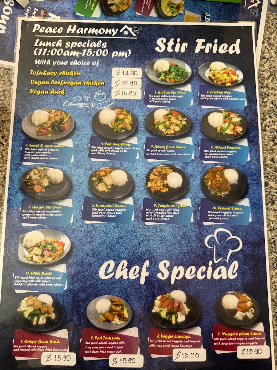 Menu, Peace Harmony