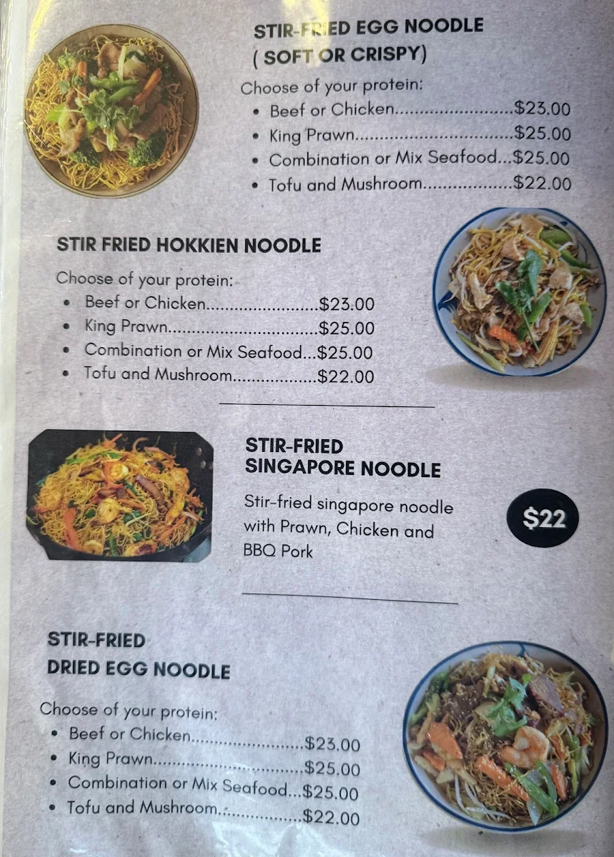 Menu, Pho Viet Shepparton