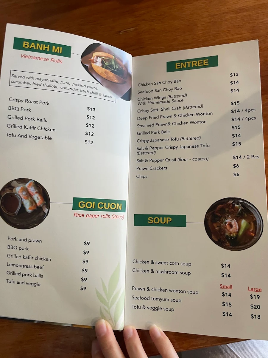 Menu, Pho Viet Shepparton