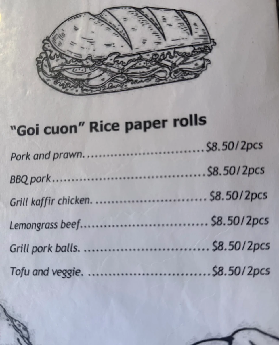Menu, Pho Viet Shepparton