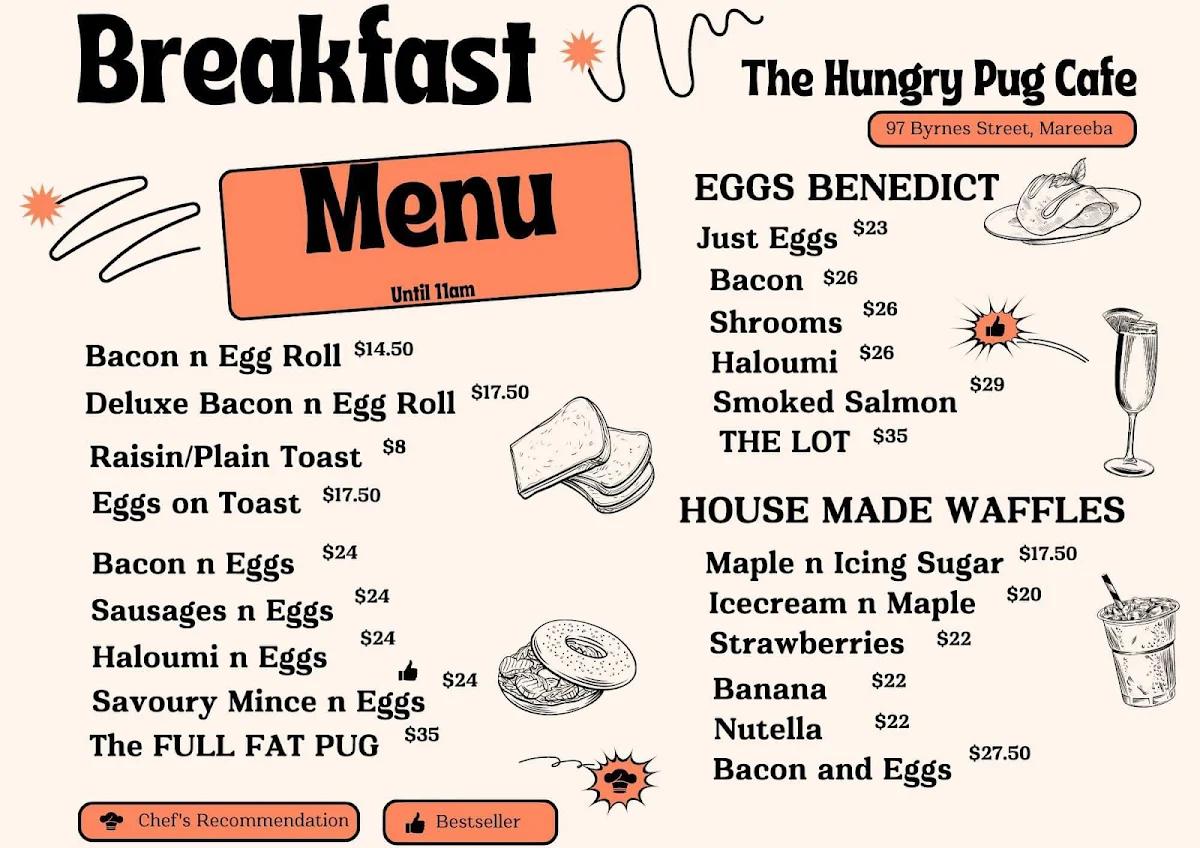 Menu, The Hungry Pug Mareeba