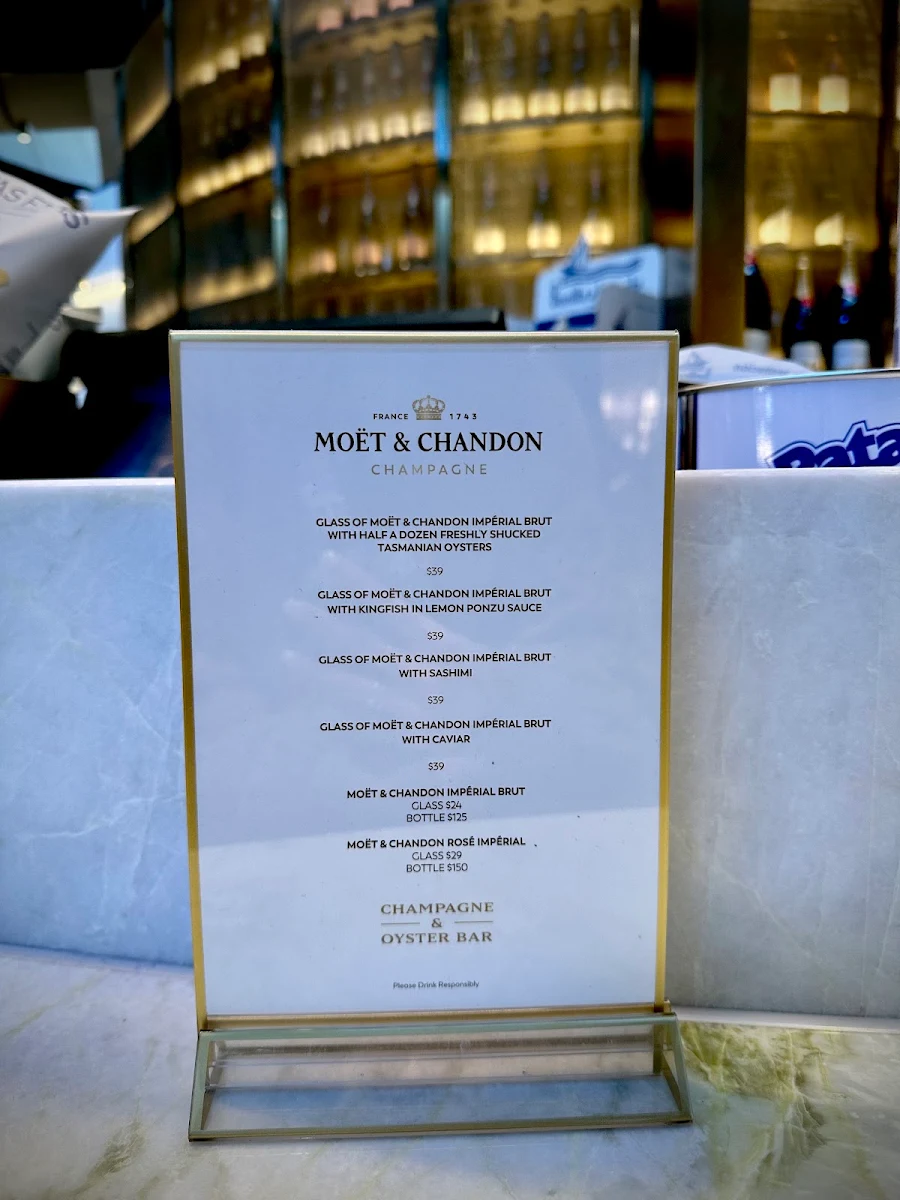 Menu, Champagne & Oyster Bar