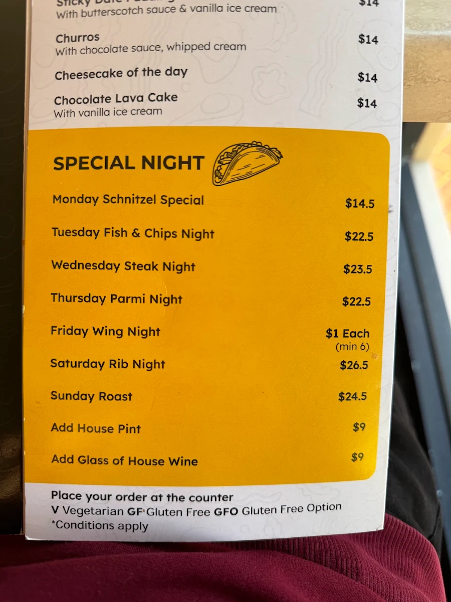 Menu, Seven Mile Bar & Bistro