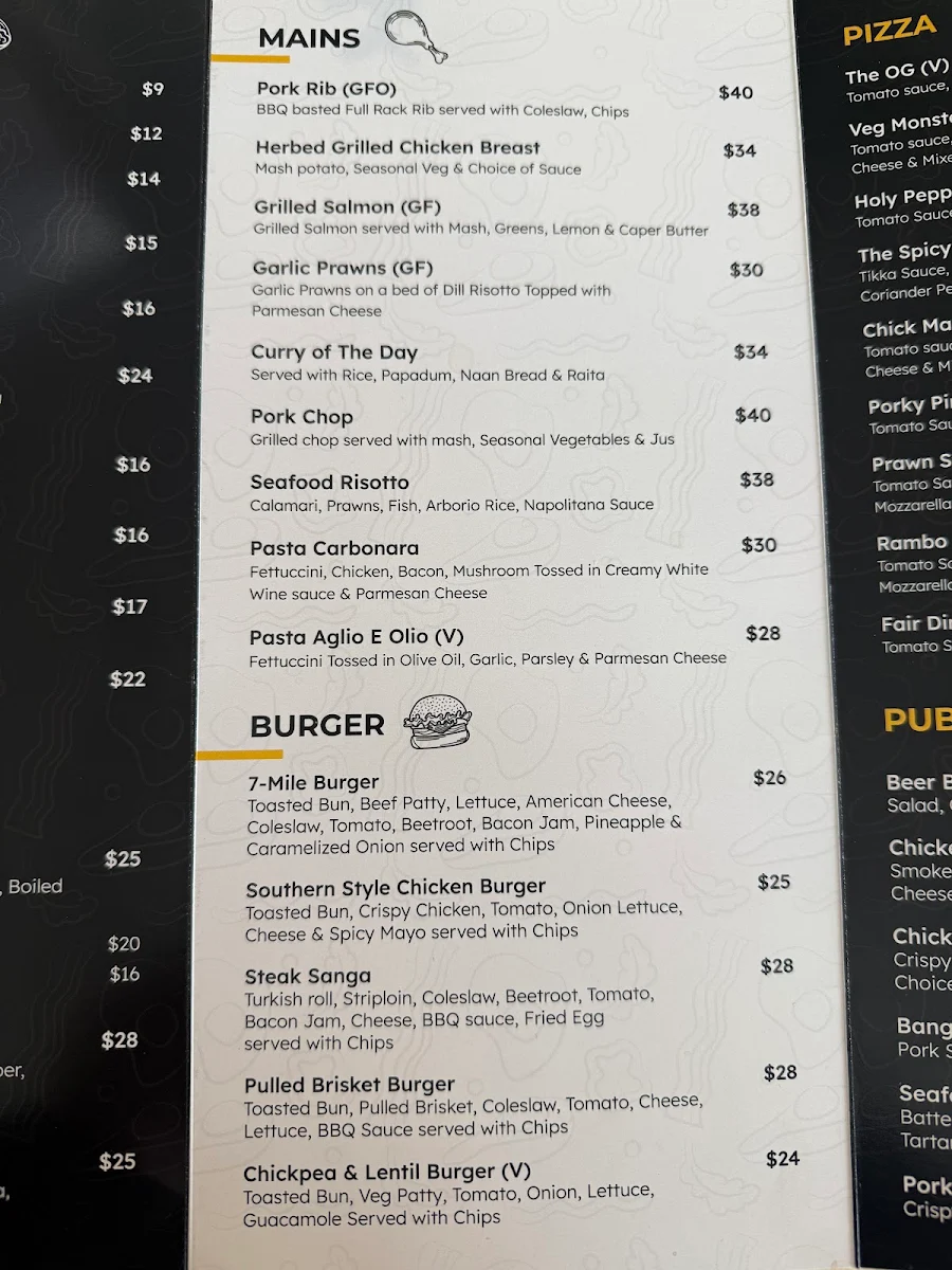 Menu, Seven Mile Bar & Bistro