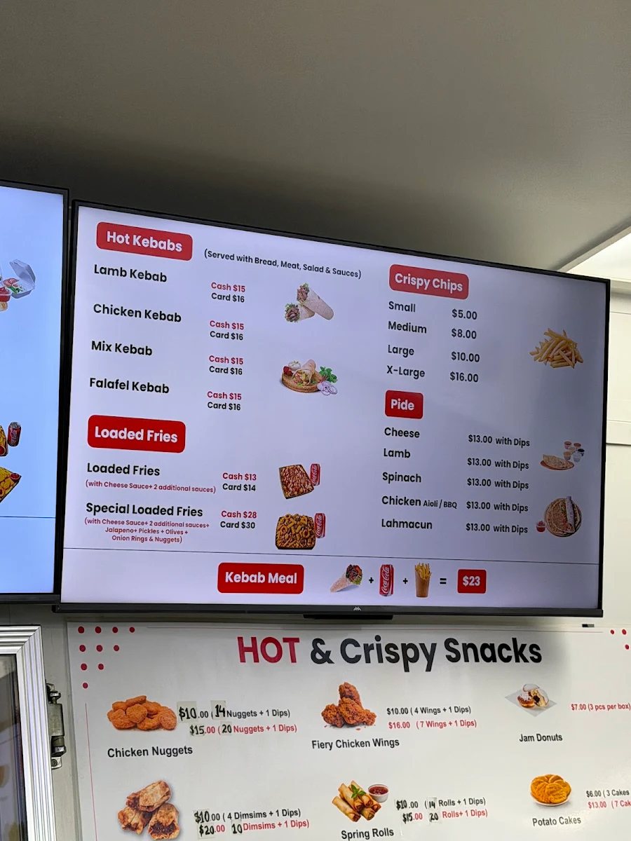 Menu, JUMBO KEBABS DONCASTER