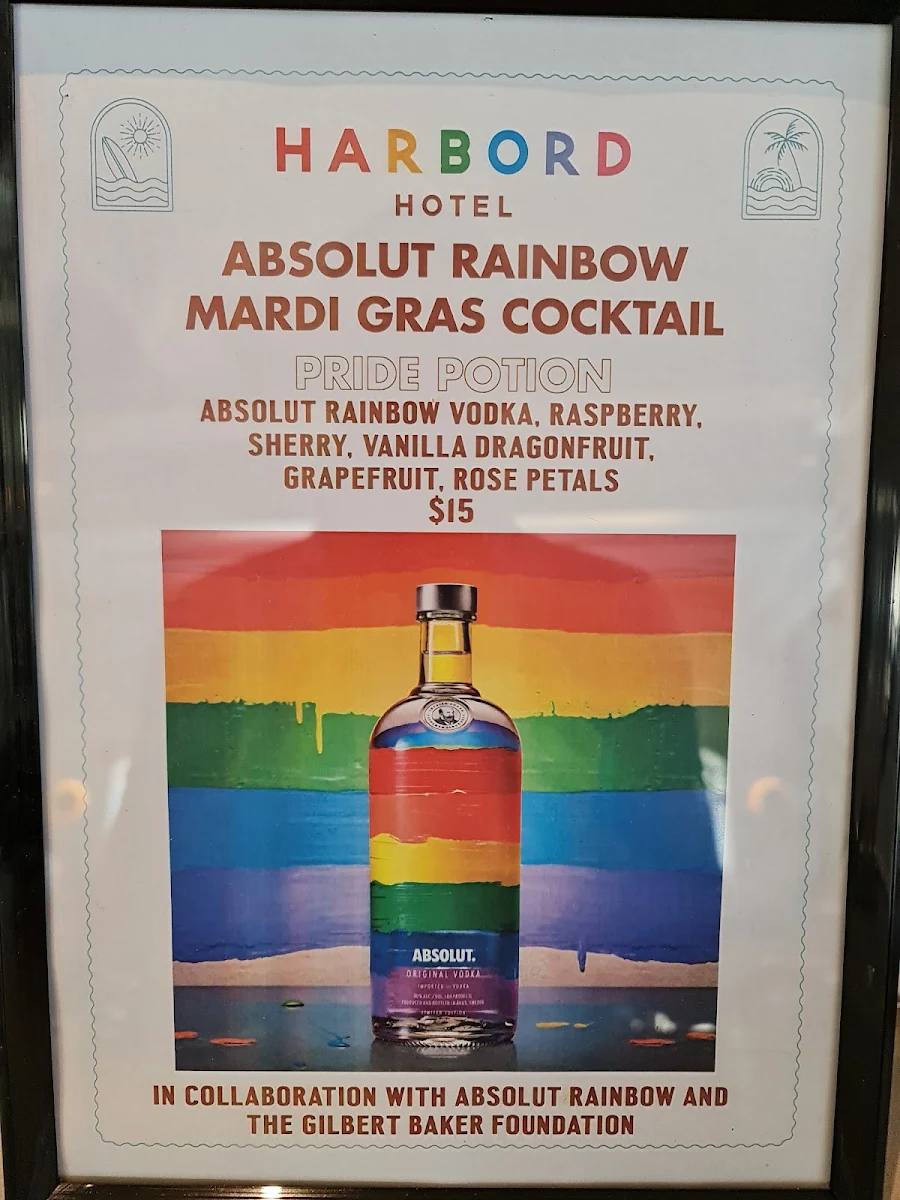 Menu, Harbord Hotel