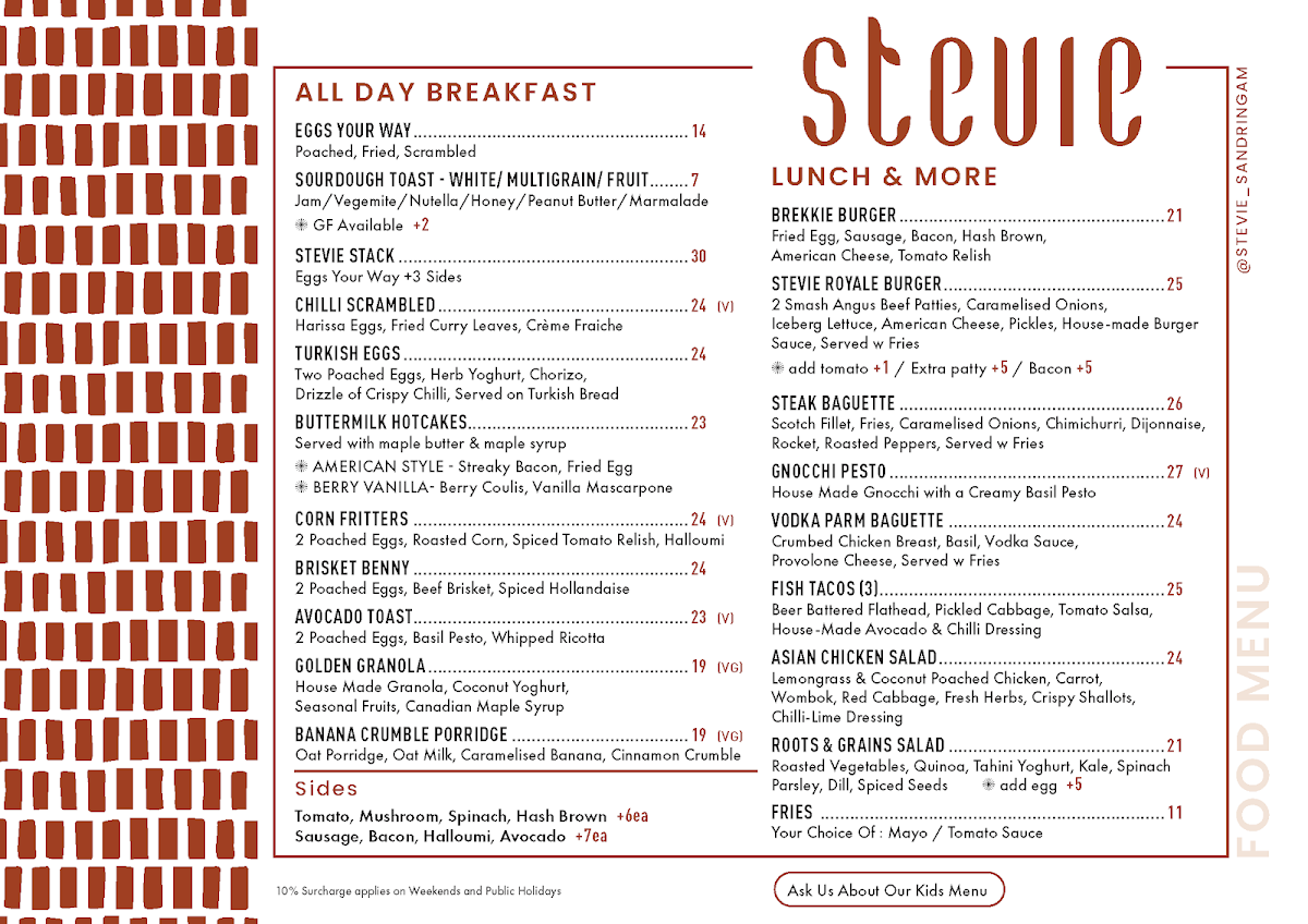 Menu, Stevie