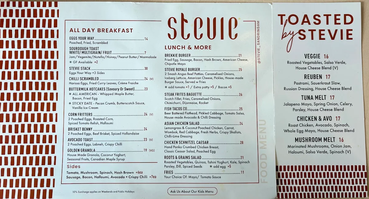 Menu, Stevie