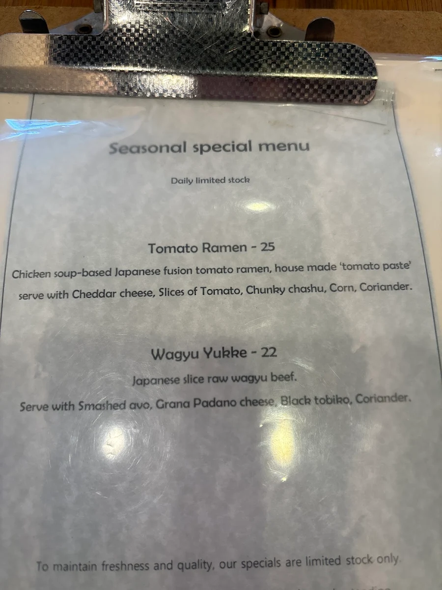 Menu, Manpuku Kingsford