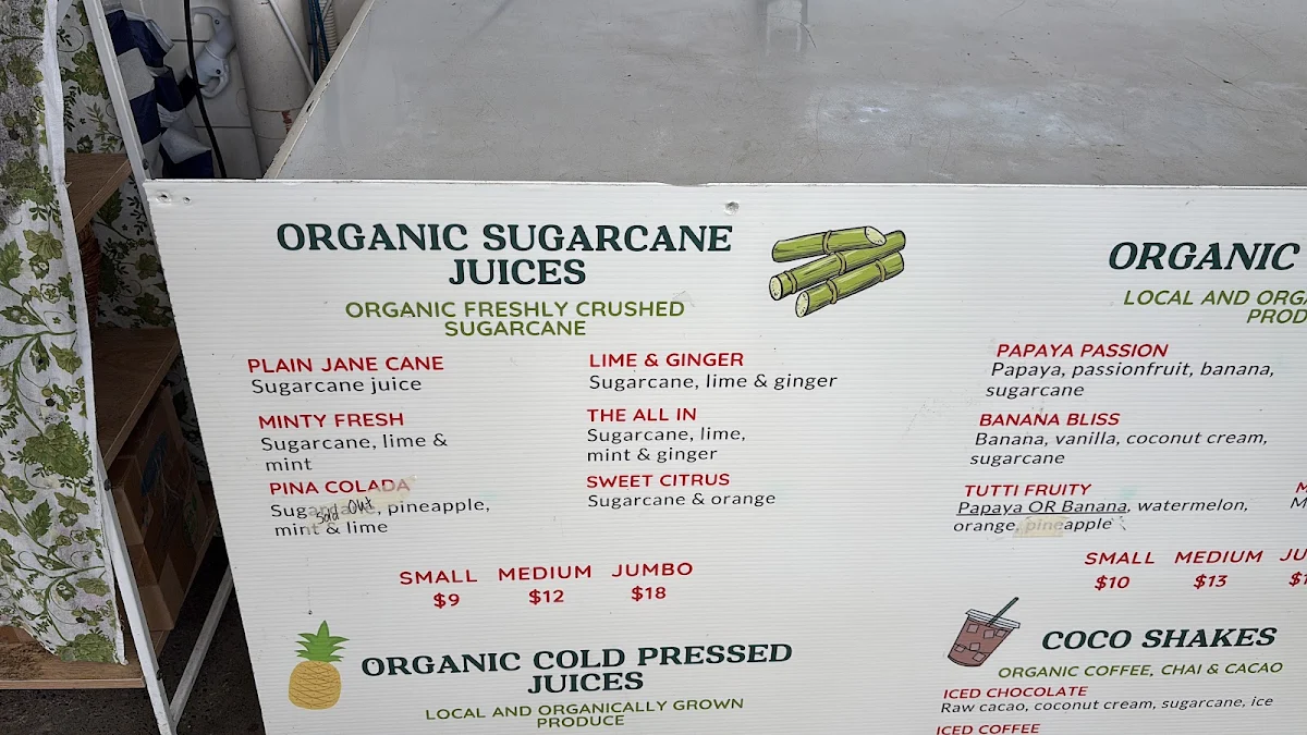 Menu, Fruibies Organic Juice & Smoothie Bar, Kuranda, Cairns