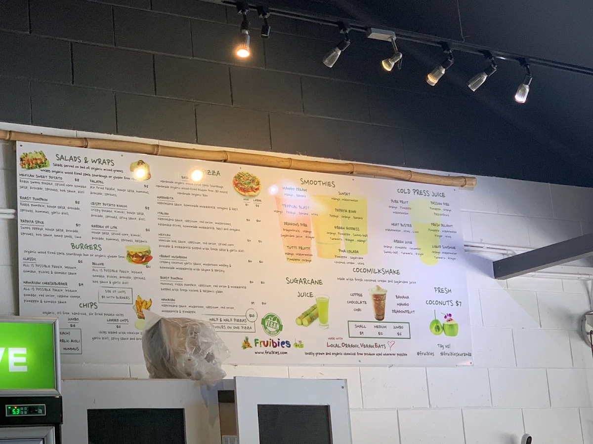 Menu, Fruibies Organic Juice & Smoothie Bar, Kuranda, Cairns