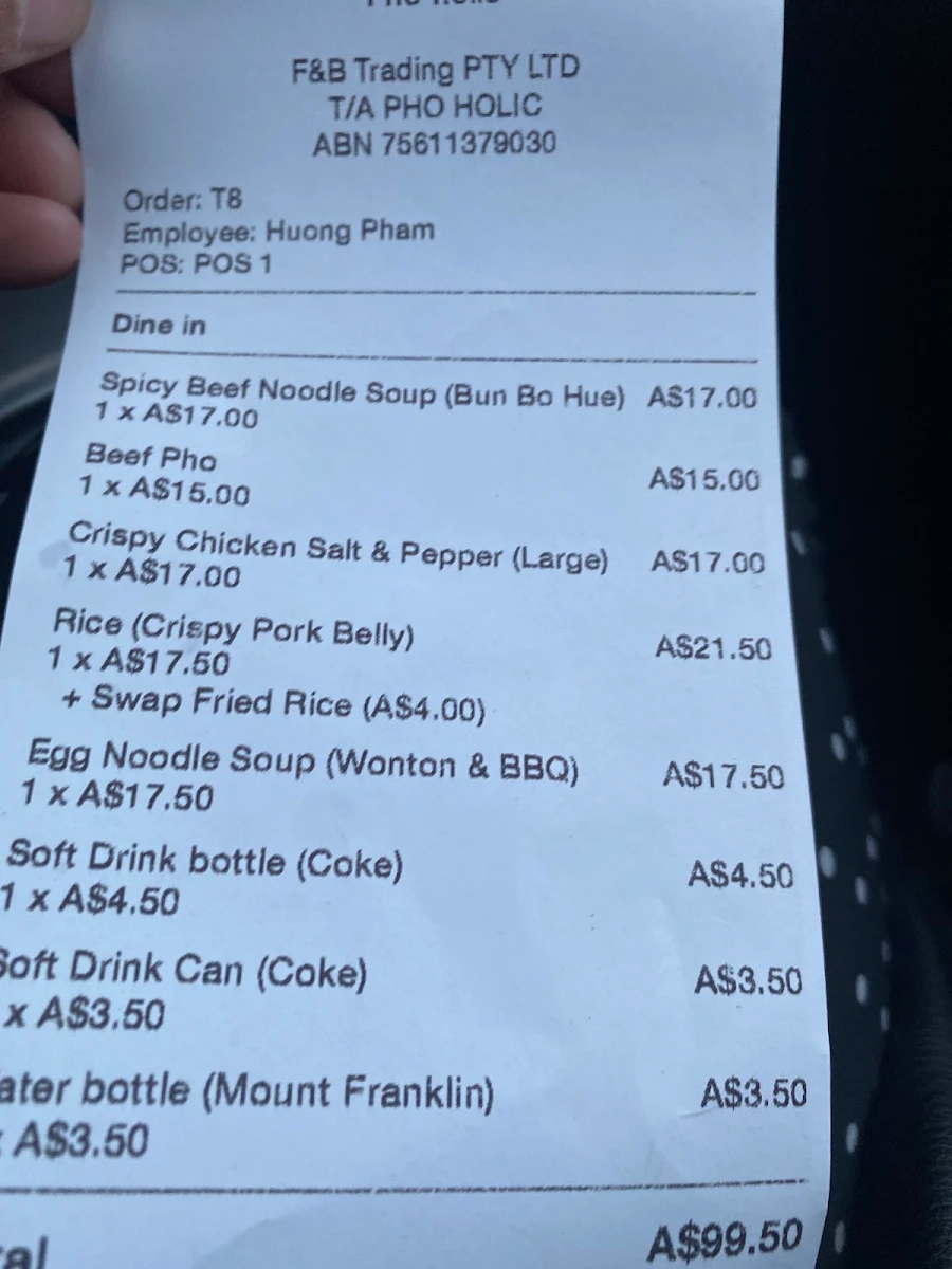 Menu, Pho Holic