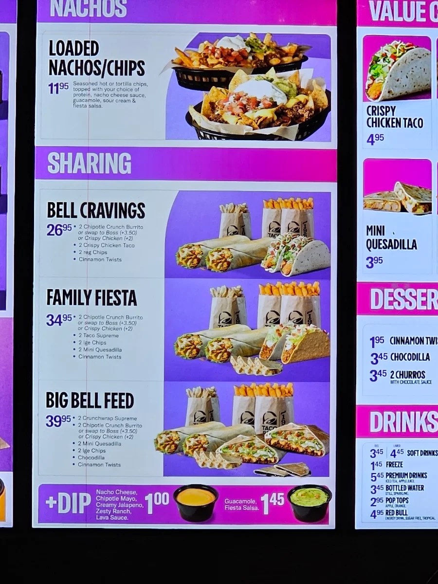 Menu, Taco Bell Hawthorn