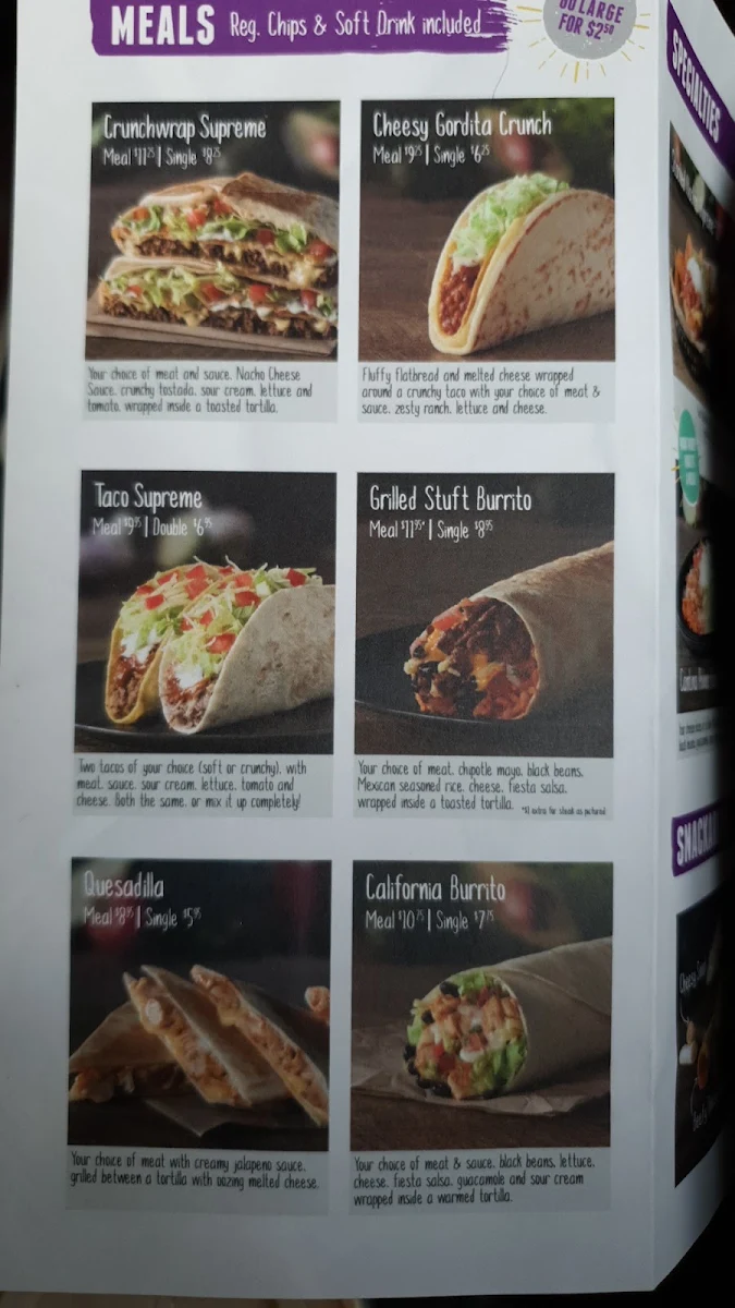 Menu, Taco Bell Hawthorn