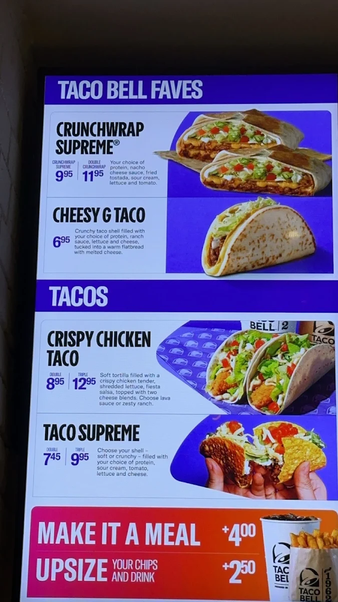 Menu, Taco Bell Hawthorn