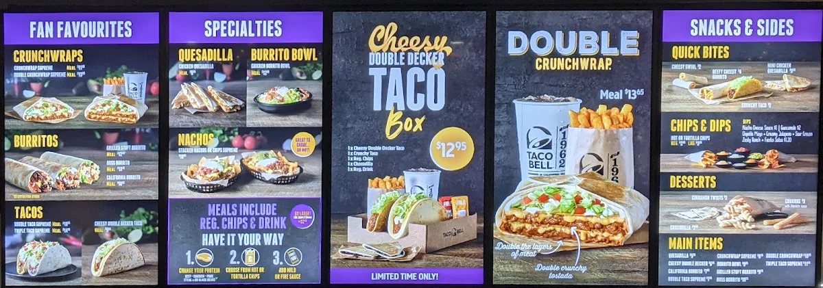 Menu, Taco Bell Hawthorn