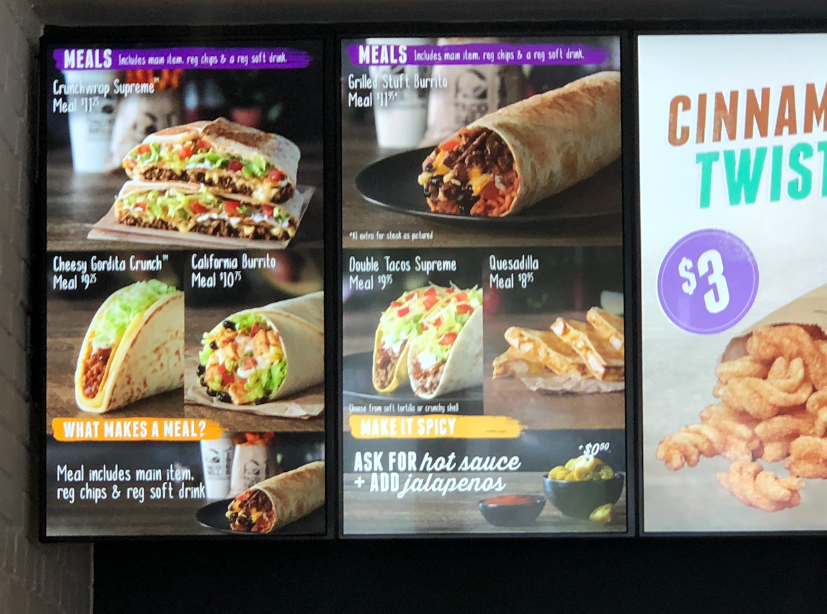 Menu, Taco Bell Hawthorn