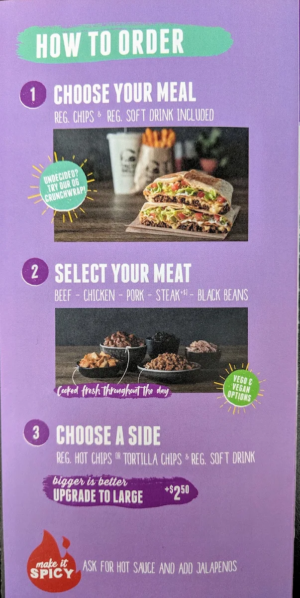 Menu, Taco Bell Hawthorn