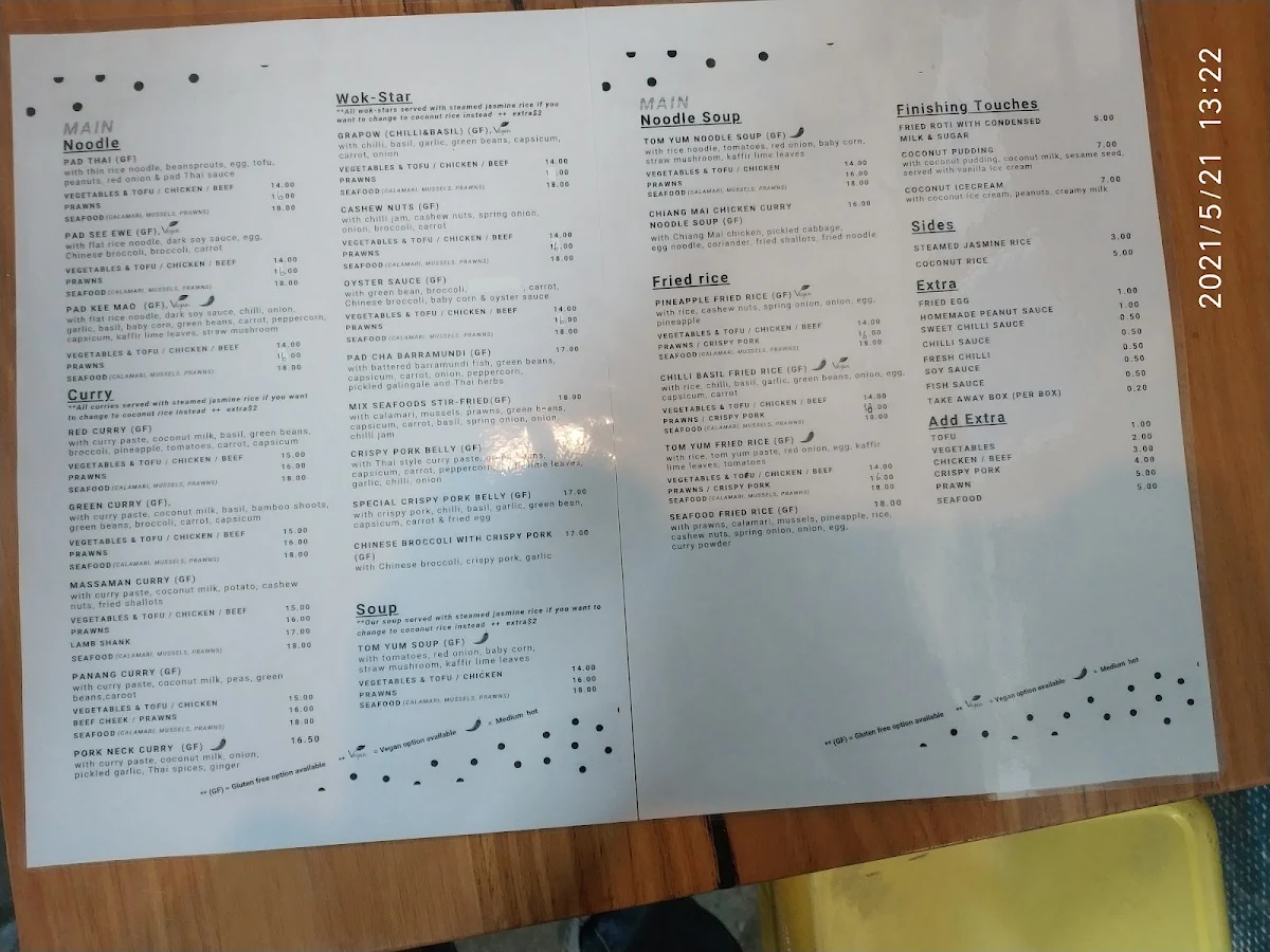 Menu, Pok Pok Docklands