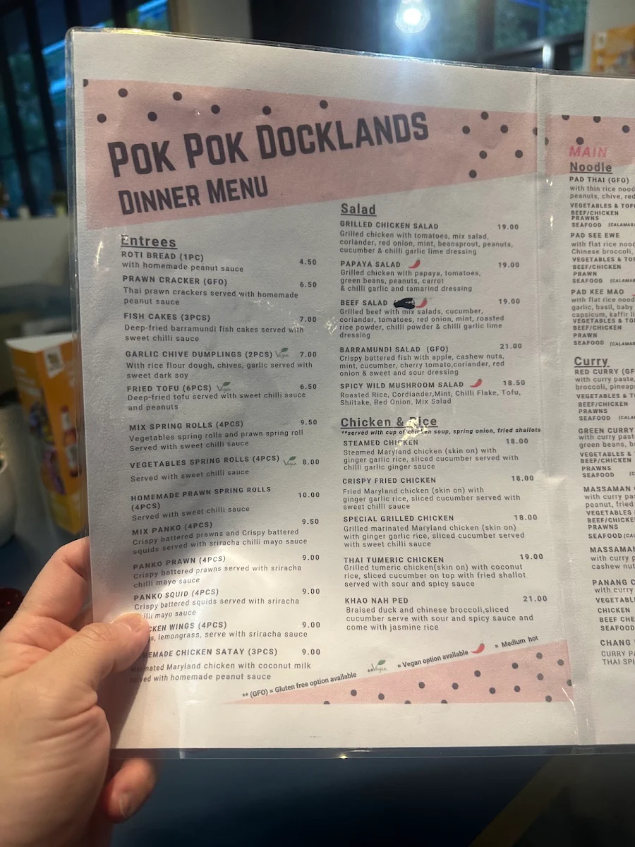 Menu, Pok Pok Docklands