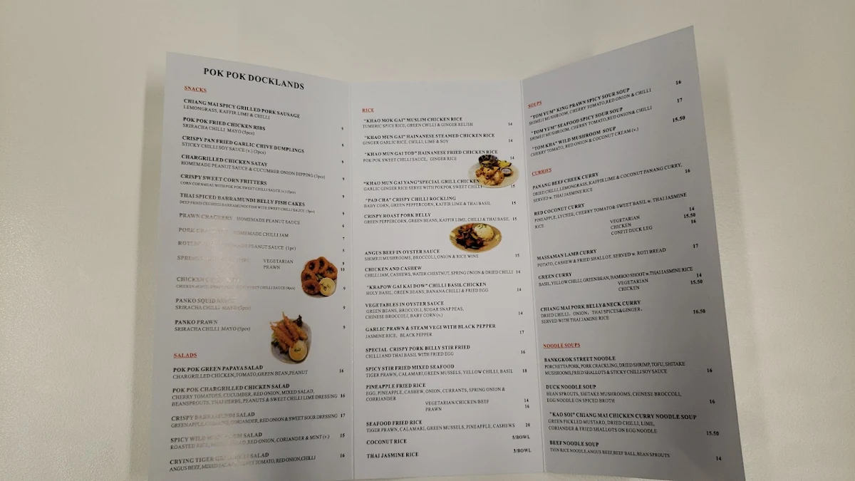 Menu, Pok Pok Docklands
