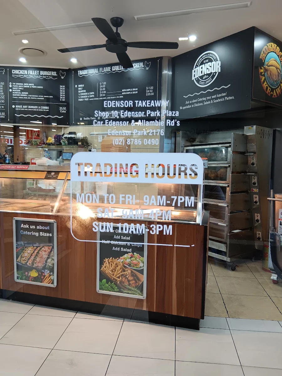 Menu, Edensor Takeaway