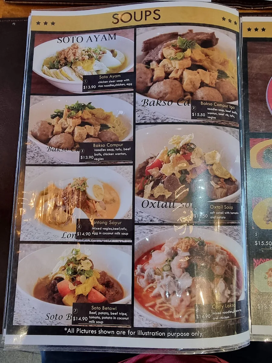Menu, Bintang Cafe